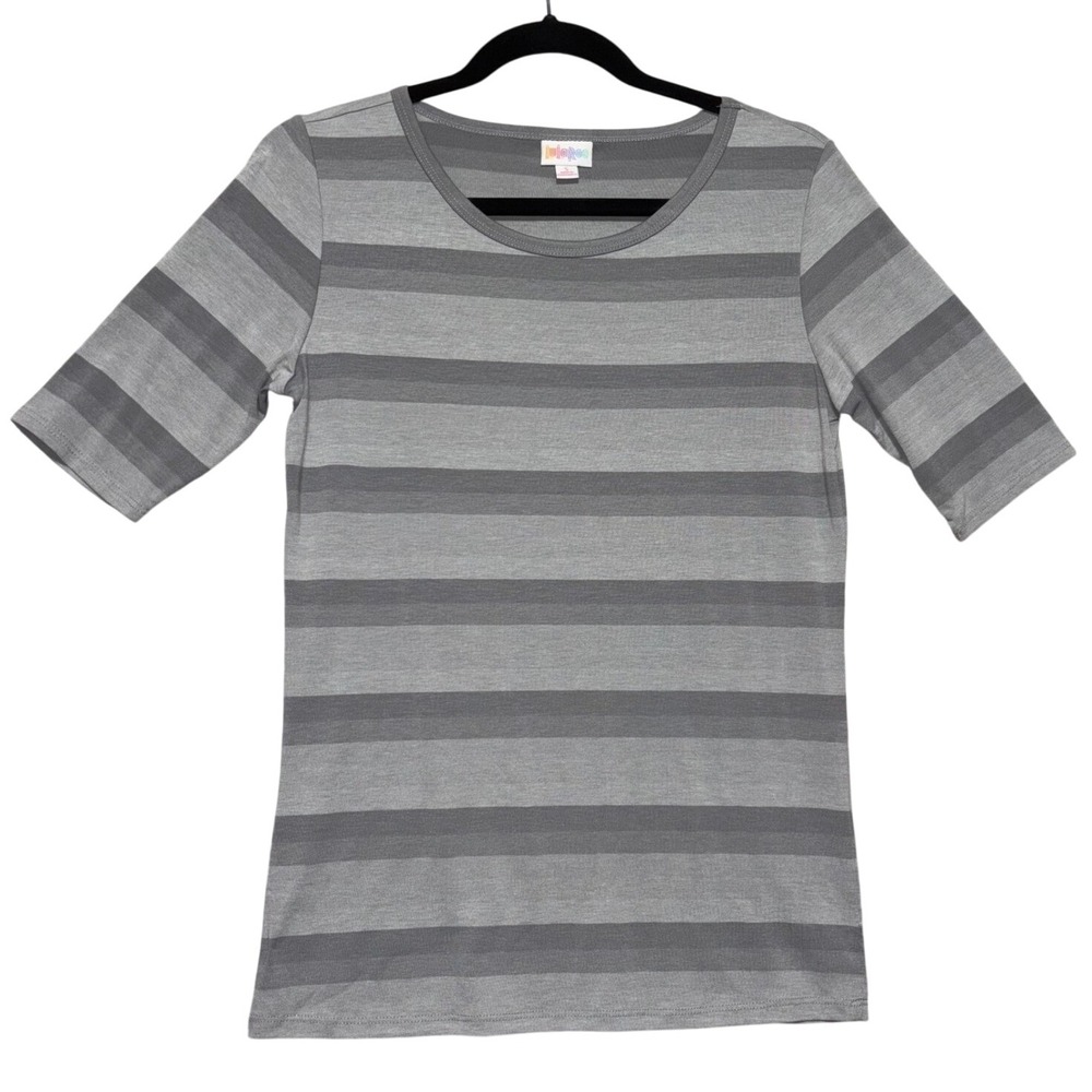 LuLaRoe Classic T Striped‎ Sleeve Tee Shirt Top Gray Womens XS